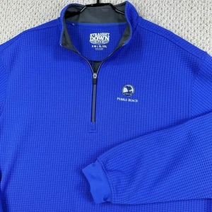 Pullover da golf dritto piumino 1/4 zip uomo 2XL blu ottica waffle logo spiaggia ciottoli - Foto 1 di 13