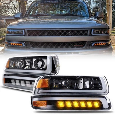 LED Headlights Assembly For Chevy Silverado 1999-2002/ Suburban Tahoe 2000-2006 - Image 1 of 4