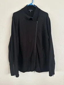 Eileen Fisher Moto Jacket Womens 3X Black Asymmetrical Viscose Nylon - Picture 1 of 8