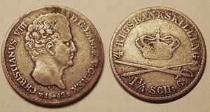 Danemark, Christian VIII, 4 Rigsbankskilling 1842, TB+ !! - Imagen 1 de 1