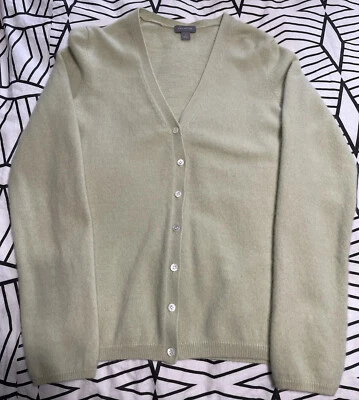 Cardigã suéter ANN TAYLOR verde cashmere 32” peito 22” tamanho longo (pequeno) EXC - Imagem 1 de 4