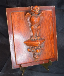 Antique Gargoyle Griffin Wooden Wall Hanging Gothic Dragon Grotesque - READ - Picture 1 of 18