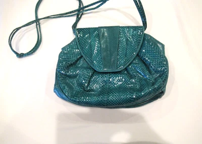 Neiman Marcus teal green snakeskin purse, c. 1990s - Image 1 of 4