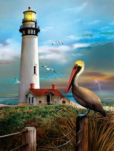 SunsOut Pigeon Point Lighthouse 500 Piece Jigsaw Puzzle By Tom Wood - Picture 1 of 3