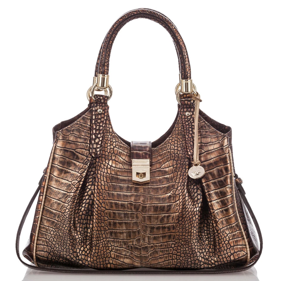 NEW BRAHMIN BROWN GOLD  LEATHER HOBO HANDBAG BAG SATCHEL - Image 1 of 4