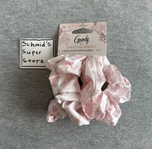 LoveShackFancy X Goody grande raso scrunchies rosa beaux ed edera inglese 3 ct HTF - Foto 1 di 5