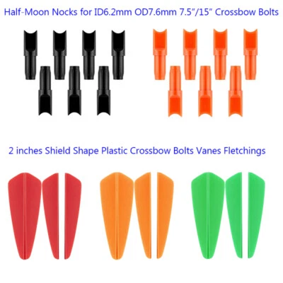 DIY Archery Nocks Half-moon 2" Vanes for 7.5"/15" OD7.6mm for Arrow Shafts Bolts - Image 1 of 4