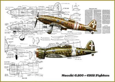 Model Airplane Plans (UC): Macchi C.200,202 26" 1/16 Scale .14 to .29 (Musciano) - Image 1 of 4