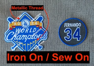 2024 World Series Champions Patch + LA Dodgers #34 Fernando Valenzuela Patch - Picture 1 of 1