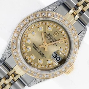 Reloj Rolex Lady DateJust 26 diamantes champán acero y bisel de diamantes de oro 18k - Imagen 1 de 9