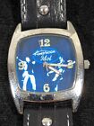 American Idol Unisex Silver Tone Rectangle Case Black Faux Leather Watch 8 inch