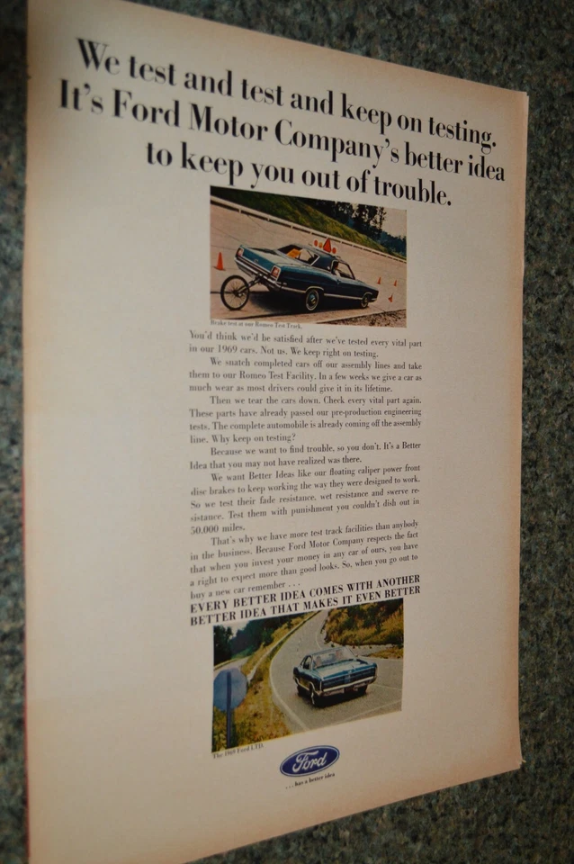 1969 FORD LTD ORIGINAL LARGE ADVERTISEMENT PRINT AD 69 - Image 1 of 1