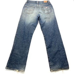 Guess Jeans Men's 30 X 32 Blue Denim 100% Cotton 5-Pockets Straight Leg Zip Fly - Picture 1 of 18