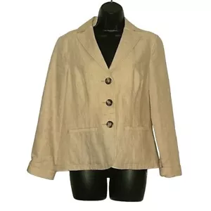 Giacca di lino LL BEAN Bayshore 3 bottoni manica lunga tasche traspirante 6P beige - Foto 1 di 6