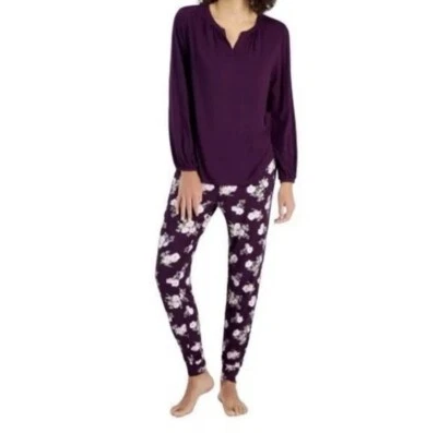 NUEVO CON ETIQUETAS CHARTER CLUB Conjunto de Pijama Manga Larga Modern Essentials Púrpura Figura Talla Pequeña Foto 1 de 4