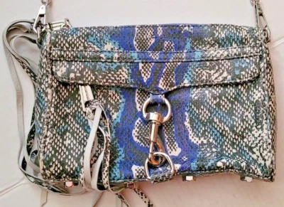Rebecca Minkoff Teal Purple Gray Mini M.A.C Python Print Crossbody Bag - Image 1 of 4