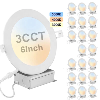 20×6"12W 3CCT LED Downlight Recessed Ceiling Lamp Spot Light w/ Junction Box - Image 1 of 4