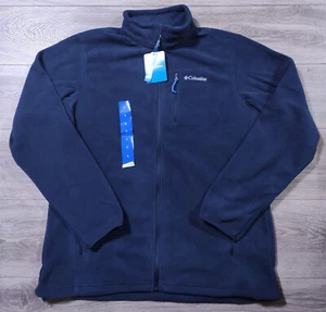 Columbia giacca pile uomo grande blu navy full zip manica lunga outdoor - Foto 1 di 5