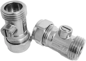 2 Pack 1 Pair of Flat faced Isolating valves Chrome Isolating valve 15mm with - Picture 1 of 1