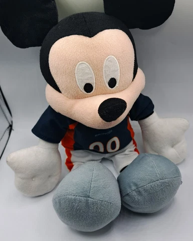 NFL Disney Mickey Mouse Denver Broncos 00 Plush Toy Orange and Blue Jersey 17" Cover