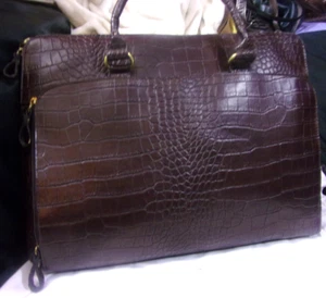 Bueno Brown Croc Embossed Laptop HandBag Briefcase - Picture 1 of 11