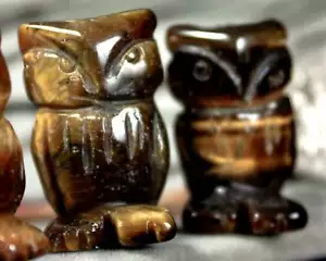 Miniature Tiger Eye Stone Owl Totem Spirit Animal Fetish Figurine 9724 - Picture 1 of 5