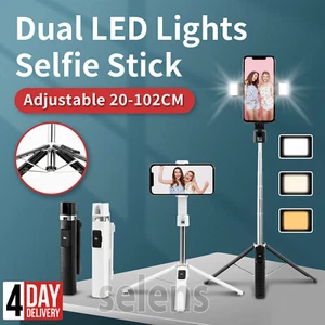 Selfie Stick Tripod LED Light Phone Holder Bluetooth Remote For iPhone Samsung - Picture 1 of 17