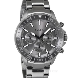 FOSSIL Bannon Mens Multifunction Watch, Gray Dial Day Date, Stainless Steel Band - Picture 1 of 6