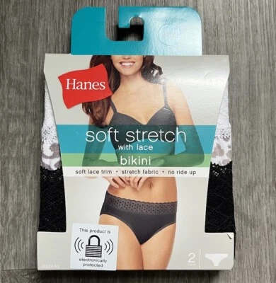 Nuevo con etiquetas Dos pares de bragas de bikini Hanes 2XL con estampado animal y negras suaves elásticas para mujer Foto 1 de 3