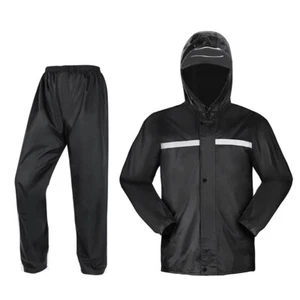Waterproof Rain Suits Heavy Duty Hooded Raincoat Fishing Rain Gear Jacket Men - Picture 1 of 21