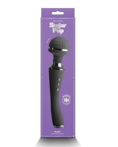 Masajeador de varita Sugar Pop Bliss - Vibrador de calentamiento negro silicona recargable - Imagen 1 de 4