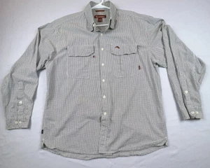 Mens SIMMS Fishing Men’s Size Large Button Gingham Green Long Sleeve Shirt - Picture 1 of 9
