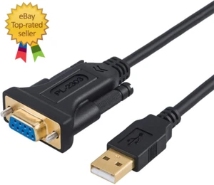 USB to RS232 Adapter with PL2303 Chipset, 6.6Ft USB 2.0 Male to RS232 Female - Picture 1 of 12