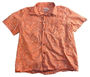 Fabindia Bush Shirt Mens Size 38 Button Up Short Sleeve Cotton India Orange - Picture 1 of 5