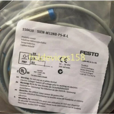 New One Festo SIEN-M12NB-PS-K-L 150410 Proximity Switch Free Shipping - Image 1 of 2