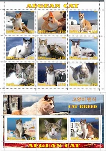 Stamp sheet+block Aegean Cat 2021 Korea issue - Picture 1 of 1