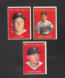 1961 Topps Jackie Jensen MVP  476 Bobby Shantz 473 Al Rosen 474 ~~ LOOK