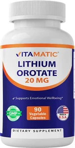 Lithium Orotate 20Mg, 90 Capsules - Veggie Caps, Non-Gmo, Gluten Free - Picture 1 of 12