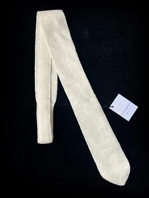 NWT Paolo Albizzati Ivory White Linen Pointed Tip 5cm Knit Tie Handmade in Italy - Image 1 of 4