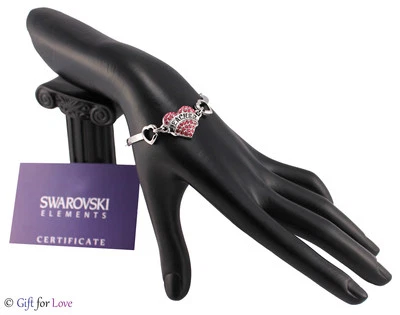 Bracciale maestra argento Swarovski Elements originale G4Love cuore insegnante - Immagine 1 di 4