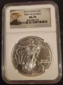 2014 NGC MS70 FR HERALDIC SILVER EAGLE CLASSIC EAGLE HEAD LABEL NEXT GEN S$1 - Picture 1 of 5