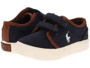 POLO RALPH LAUREN 990668T ETHAN LOW EZ Inf's (M) Navy/Brown Canvas Casual Shoes - Picture 1 of 7