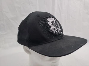 Native Skull Embroidery Black Snapback Hat Skulls Print Skateboarding Cap - Picture 1 of 6