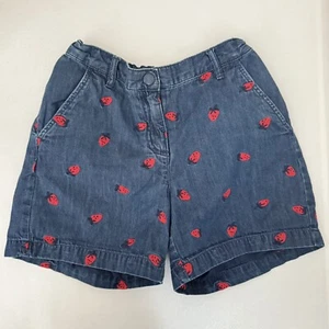 Hanna Andersson Shorts Girls Play All Day Strawberries Denim 116 (US 14/16) - Picture 1 of 5