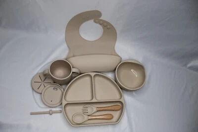 Juego de alimentación para bebé | Silicona | 10 piezas | Juego beige Foto 1 de 4