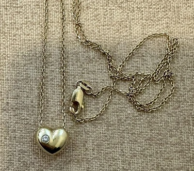 14k Gold Diamond Heart Pendant Necklace - Image 1 of 4