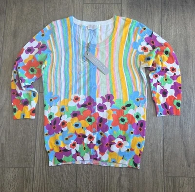 Suéter Cárdigan Floral Seda Joseph A Qu'est-ce Que C'est Talla S Primavera Colorido Foto 1 de 4