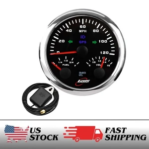 RACETECH 3-3/8" 85mm 3in1 GPS Speedometer 120 MPH Fuel Level Volt Gauge - Bild 1 von 9