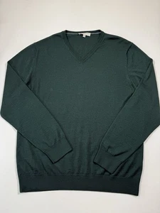 Jack Victor Sweater Mens Large Green Wool Silk Cashmere Knit V-Neck Pullover - Picture 1 of 8