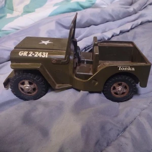 Vintage TONKA JEEP Army Military Commander Metal Car GR 2-2431 rare solid - Picture 1 of 6